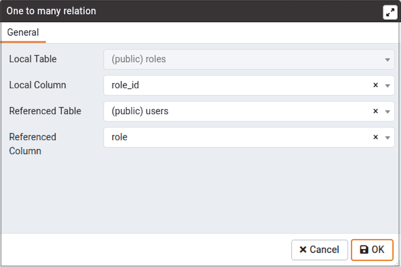 ERD Tool - One to Many Dialog